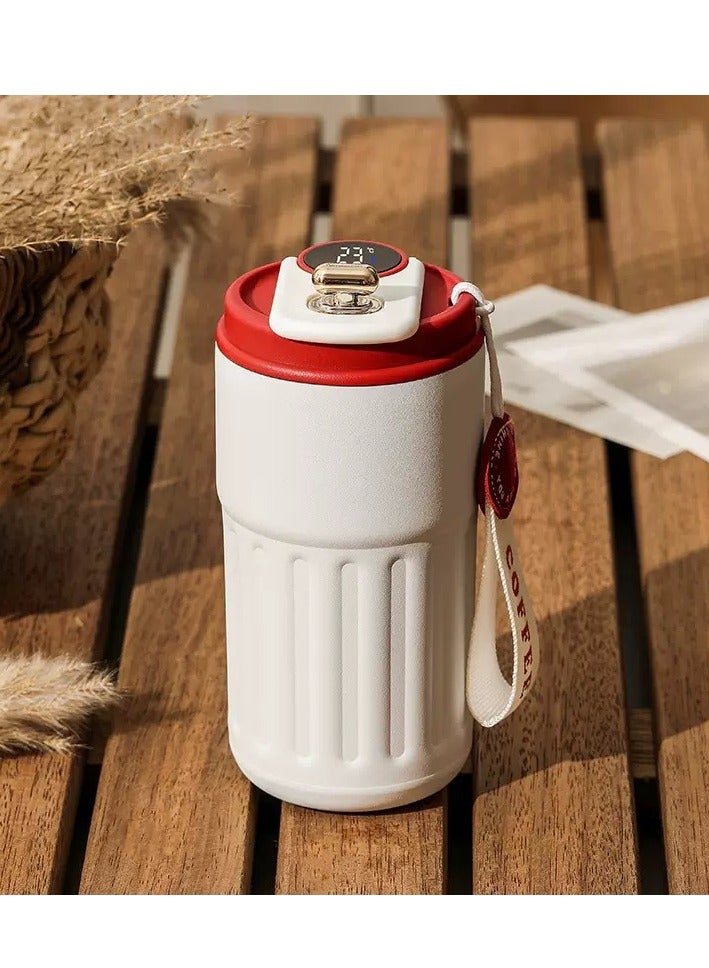 AROAQ Coffee Cup With Temperature Display, Portable Led Temperature Display Cup Water Bottle, Large Capacity Stainless Steel Insulated Water Cup, Durable Thermal Coffee Mug For Home Travel Sport, (Red) - Image 1