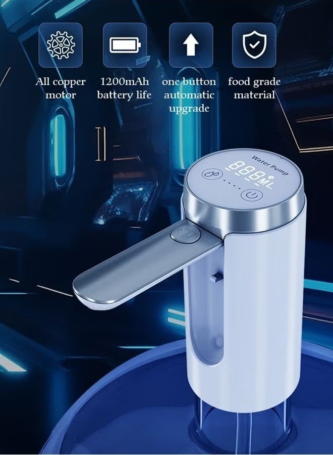 Folding Electric Water Pump Dispenser Electric Touch Screen Wireless Portable Water Pump 3 Quantitative Settings Drinking Water Pump Portable Multipurpose Dispenser for Home Office Camping  - Image 1