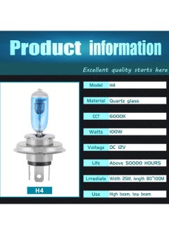 Excefore LED Headlight Bulbs, Fog Light Lamp, H4 Halogen Xenon Light, 100W Halogen Headlight Bulbs  6000K Super Bright, 360 Degree Adjustable, Non-polarity Plug & Play, Pack of 4, White  - Image 5