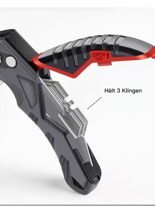 اتش واي سكين متعدد الاستخدامات قابل للطي مع 16 شفرة SK5 قابلة للاستبدال، قاطع صناديق شديد التحمل، قاطع سجاد جيب، سكين متعدد الوظائف قابل للسحب مع قفل أمان وزر ضبط الزاوية - Image 3