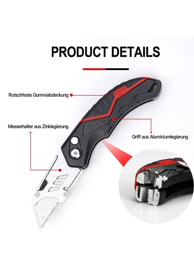 اتش واي سكين متعدد الاستخدامات قابل للطي مع 16 شفرة SK5 قابلة للاستبدال، قاطع صناديق شديد التحمل، قاطع سجاد جيب، سكين متعدد الوظائف قابل للسحب مع قفل أمان وزر ضبط الزاوية - Image 2