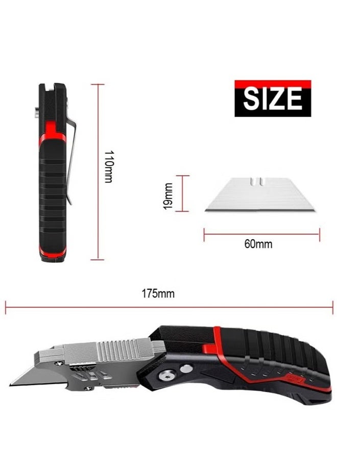 اتش واي سكين متعدد الاستخدامات قابل للطي مع 16 شفرة SK5 قابلة للاستبدال، قاطع صناديق شديد التحمل، قاطع سجاد جيب، سكين متعدد الوظائف قابل للسحب مع قفل أمان وزر ضبط الزاوية - Image 5