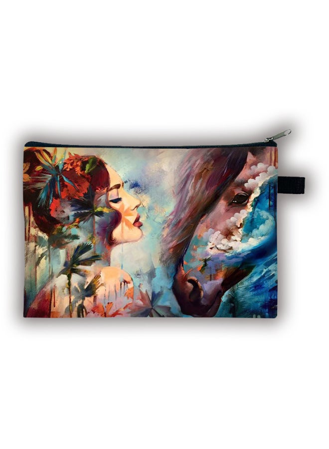 New Style Ilration Coin Purse For Girls, Large Capacity, Beautiful Storage Bag, Casual Portable Storage Bag, Toiletry Bag