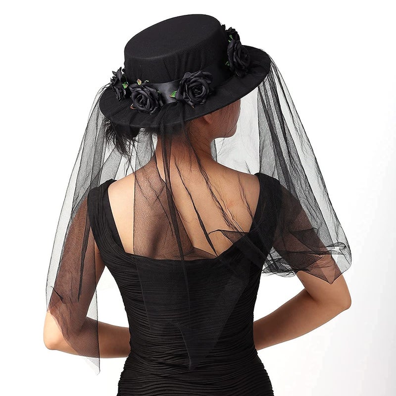 COSDREAMER Women Black Gothic Steampunk Top Hat Irregularly Veil Hat Themed Party Hat (01-black) - Image 3