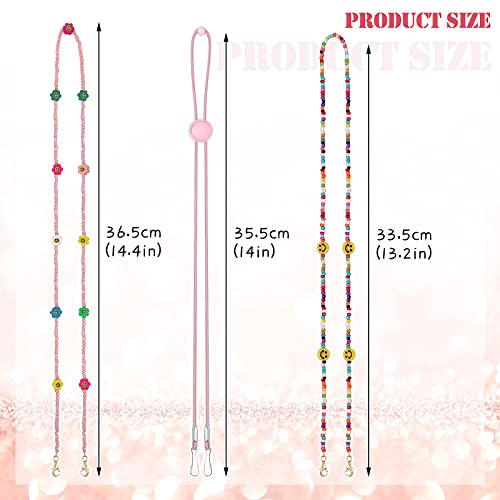 Hifot 8 Pieces Kids Glasses Strap Eyeglass Chains, Adjustable Eye Glasses Holder Chain Around Neck Beaded Sunglasses Chain, Sport Glasses String for Girl Boy - Image 2