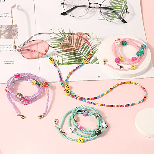 Hifot 8 Pieces Kids Glasses Strap Eyeglass Chains, Adjustable Eye Glasses Holder Chain Around Neck Beaded Sunglasses Chain, Sport Glasses String for Girl Boy - Image 3
