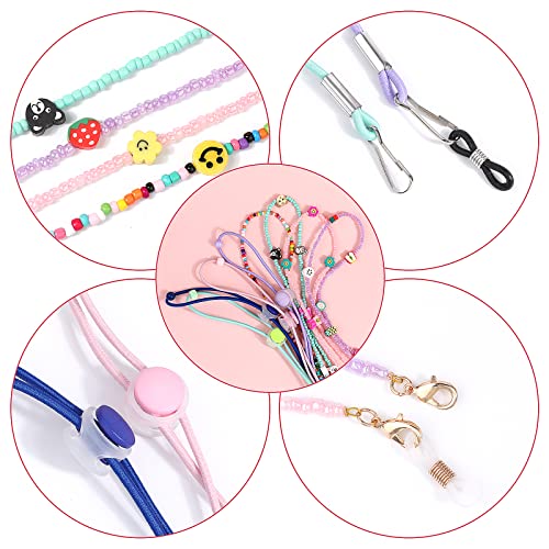 Hifot 8 Pieces Kids Glasses Strap Eyeglass Chains, Adjustable Eye Glasses Holder Chain Around Neck Beaded Sunglasses Chain, Sport Glasses String for Girl Boy - Image 5