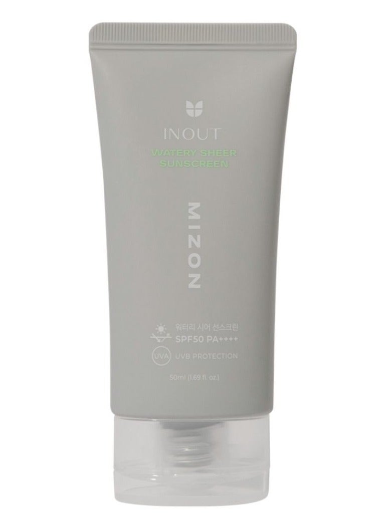 Mizon Inout Watery Sheer Sunscreen SPF50 PA++++ Moisturizing 50ml - Image 1