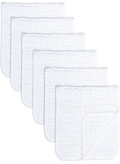 Muslin Cloths Burp Cloths 6 Pack Large Cotton Hand Washcloths 6 Layers  Extra Absorbent and Soft by Comfy Cubs White