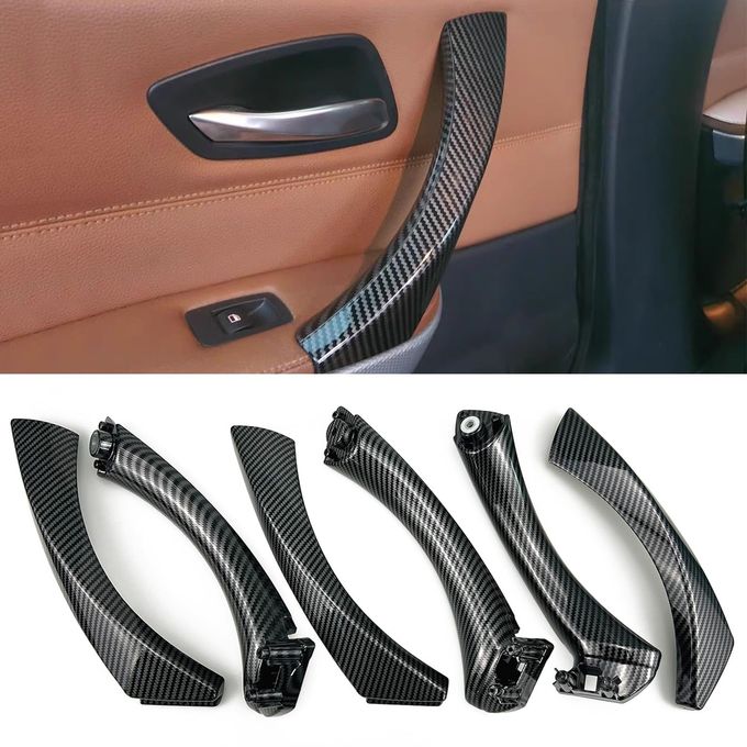 CHUANGHUI Car Door Handle Compatible with BMW 3 Series E90 E91 20062012 Interior Door Pull Handles Replace Cover Assembly for 323i 325i 328i 330i 335i Carbon Fiber Color