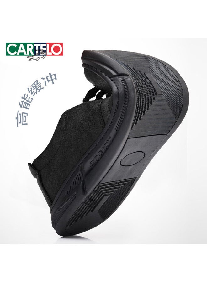 Cartelo Casual Leather Shoes For Men, Comfortable Soft-soled Middle-aged And Elderly Dad Shoes, Fashionable Business Men's Shoes, 1428 Black, Size 44 - Image 3