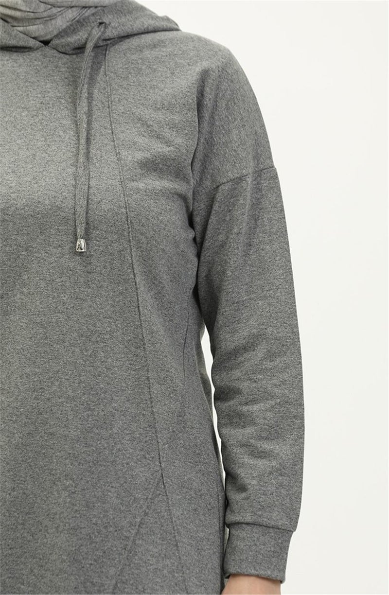 Bwest Hooded O Neck Plain Basic Double Tracksuit Sports Set - 3039 - Anthracite - Image 4