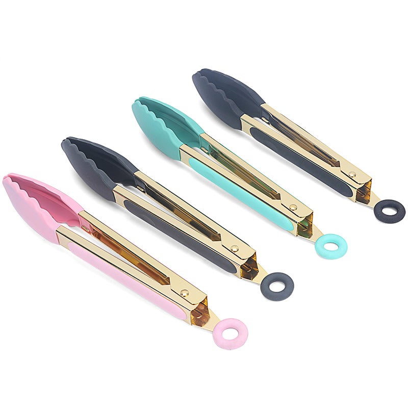 جديد غير انزلاق 430 مقطع الغذاء السيليكون مطلي بالذهب 9 بوصة 12 بوصة أدوات الشواء أدوات المطبخ - Image 4