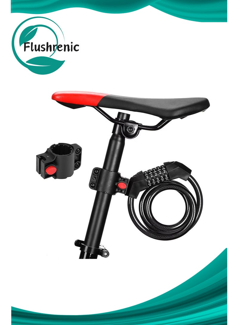 قفل كابل قفل الدراجة الهوائية، قفل الدراجة الهوائية، قفل كابل مضاد للسرقة، قفل دراجة هوائية ذو 5 أرقام قابلة لإعادة الضبط مع قفل قابل للتركيب للمعدات الخارجية - Image 1