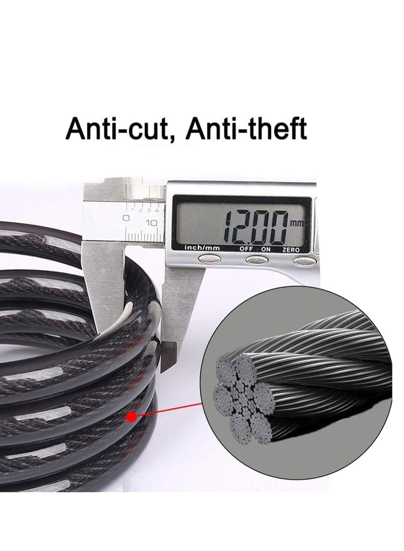 قفل كابل قفل الدراجة الهوائية، قفل الدراجة الهوائية، قفل كابل مضاد للسرقة، قفل دراجة هوائية ذو 5 أرقام قابلة لإعادة الضبط مع قفل قابل للتركيب للمعدات الخارجية - Image 2