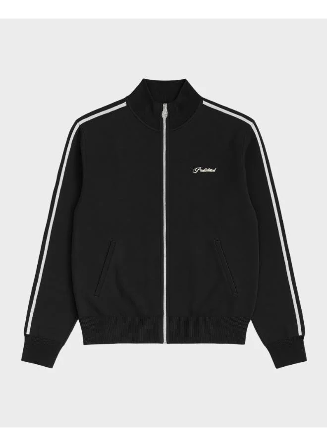Prohibited Black Varsity Knitted Trackjacket  | Best Price UAE