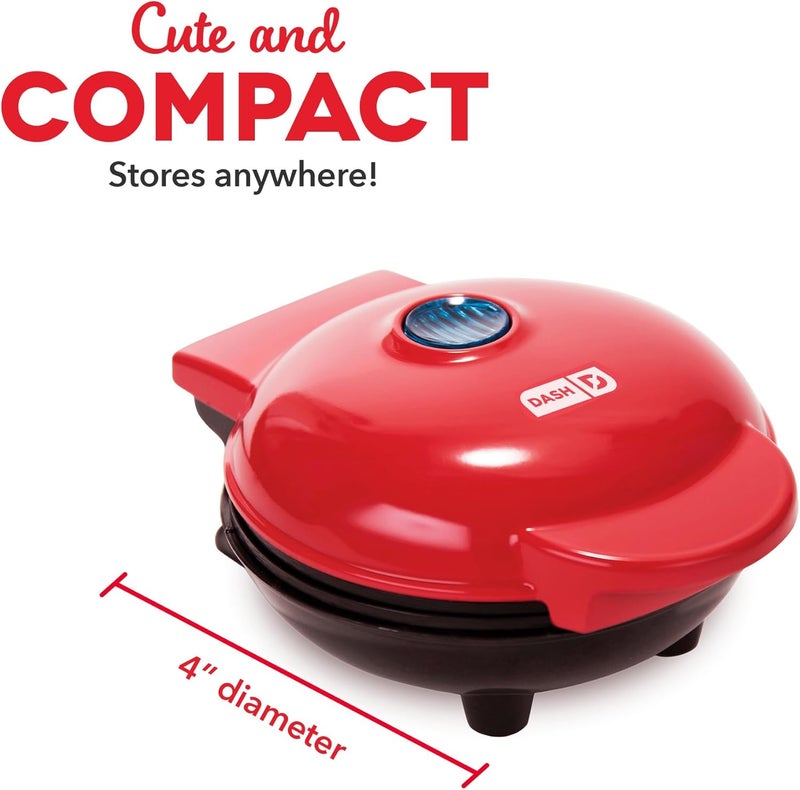 Dash آلة صنع الوافل الصغيرة للأفراد، بانيني، هاش براون، ووجبات الإفطار، الغداء، أو الوجبات الخفيفة أثناء التنقل، مع جوانب غير لاصقة وسهلة التنظيف، قلب أحمر 4 بوصة - Image 4