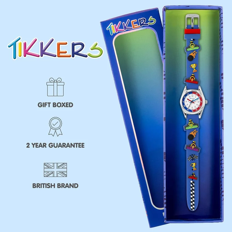 Tikkers  Tikkers 3D Racing Car Blue Silicone Strap Watch - ATK1096 for Men | Best Price UAE