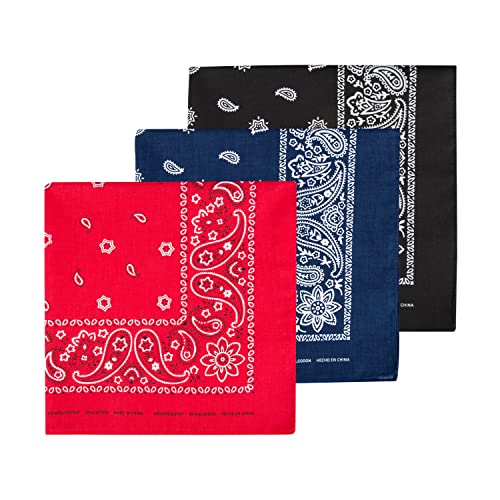 Levi's Men's 100% Cotton Multi-purpose Bandana Gift Sets – Headband, Wrap, Protective Coverage, Black/Red/Navy, Pack 3 - Image 1