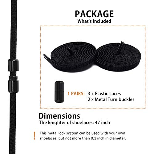 Alegrianan No Tie Shoelaces, Elastic Shoelaces for Adults/Kids，Elastic No Tie Shoe Laces Black - Image 2