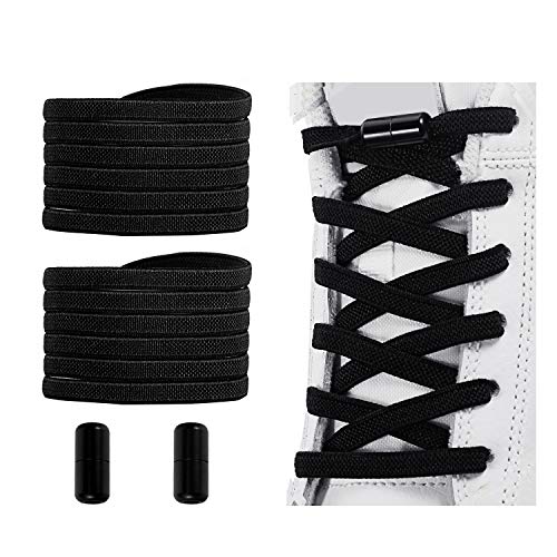 Alegrianan No Tie Shoelaces, Elastic Shoelaces for Adults/Kids，Elastic No Tie Shoe Laces Black - Image 1