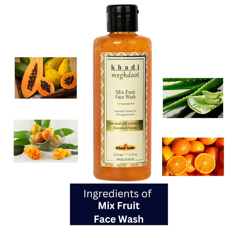 MEGHDOOT Khadi Mix Fruit Face Wash 210ml Pack of 2 - Image 4