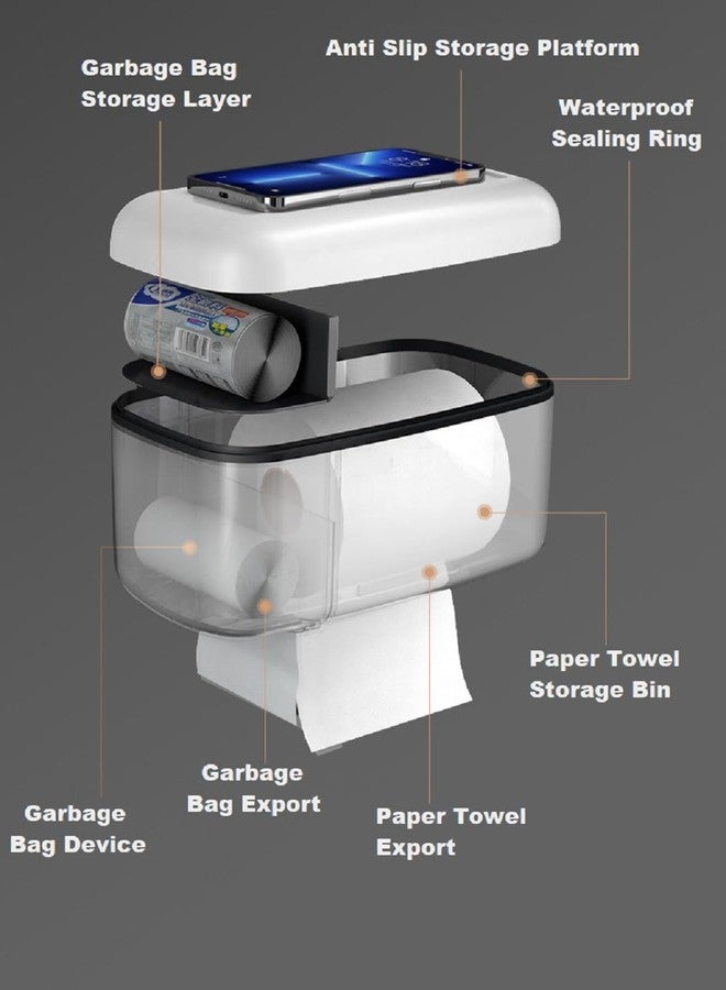 Lxoice Self Adhesive Toilet Paper Holder for Bathroom with Mobile Stand, Bathroom Accessories, Toilet Paper Roll Holder for Bathroom, Wall Mounted Tissue Paper Holder (Regular, White) - Image 2