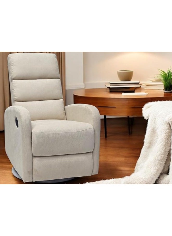 Multi Home Furniture Best Single Recliner 360 Sofa MH-03855 FABRIC Modern Rocker Ergonomic Lounge 360 Degree Swivel With Single Sofa Seat Living Room Chair (Beige)  - Image 1