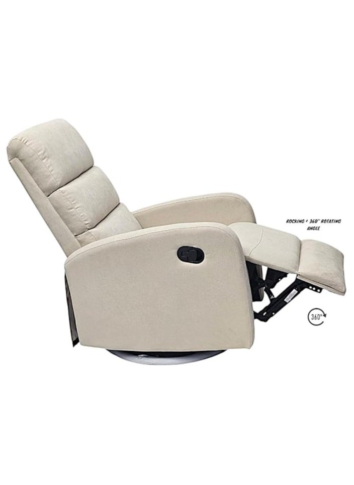 Multi Home Furniture Best Single Recliner 360 Sofa MH-03855 FABRIC Modern Rocker Ergonomic Lounge 360 Degree Swivel With Single Sofa Seat Living Room Chair (Beige)  - Image 4
