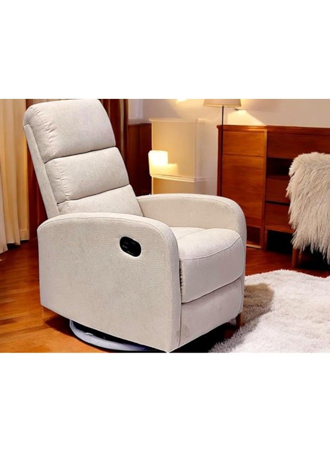 Multi Home Furniture Best Single Recliner 360 Sofa MH-03855 FABRIC Modern Rocker Ergonomic Lounge 360 Degree Swivel With Single Sofa Seat Living Room Chair (Beige)  - Image 3