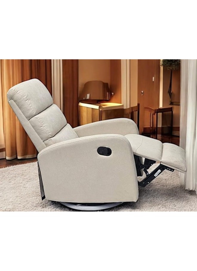 Multi Home Furniture Best Single Recliner 360 Sofa MH-03855 FABRIC Modern Rocker Ergonomic Lounge 360 Degree Swivel With Single Sofa Seat Living Room Chair (Beige)  - Image 2