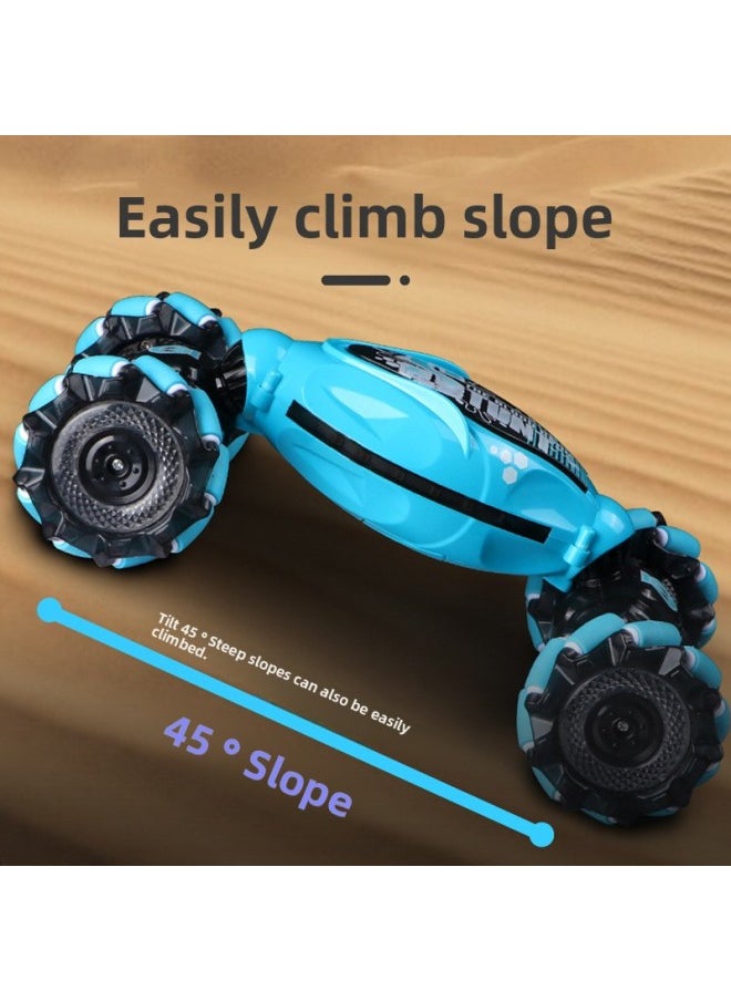 Generic - Global Strict Selection Of Gesture Sensing Light Deformation Remote Control Car Four-wheel Drive Off-road Spray Twist Car Children's Toy Car-Color:Three-mode Light-chasing Twist Change Car Blue (light-chasing Control 2.4G Key Control Gesture Induction) (English Version) - Image 1