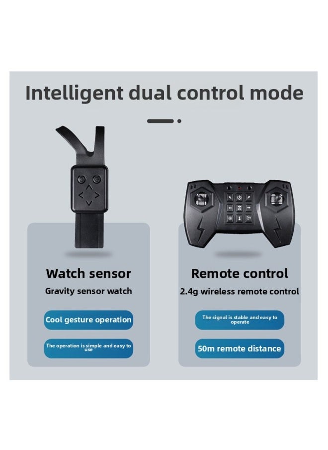 Generic - Global Strict Selection Of Gesture Sensing Light Deformation Remote Control Car Four-wheel Drive Off-road Spray Twist Car Children's Toy Car-Color:Three-mode Light-chasing Twist Change Car Blue (light-chasing Control 2.4G Key Control Gesture Induction) (English Version) - Image 1