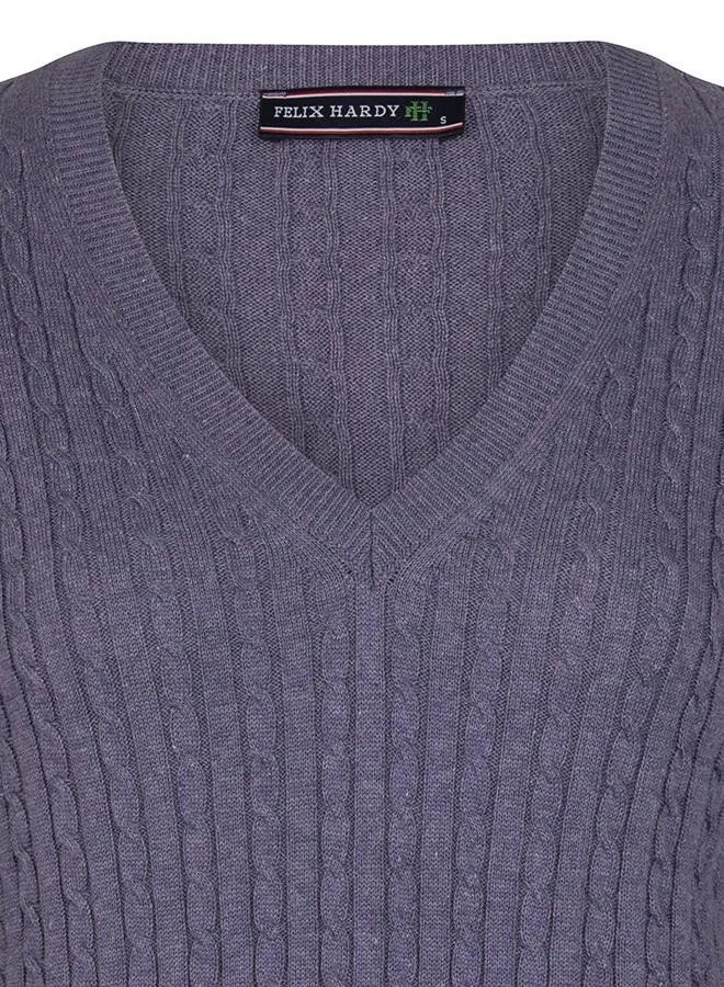 FELIX HARDY V-Neck Cable Knit Pullover