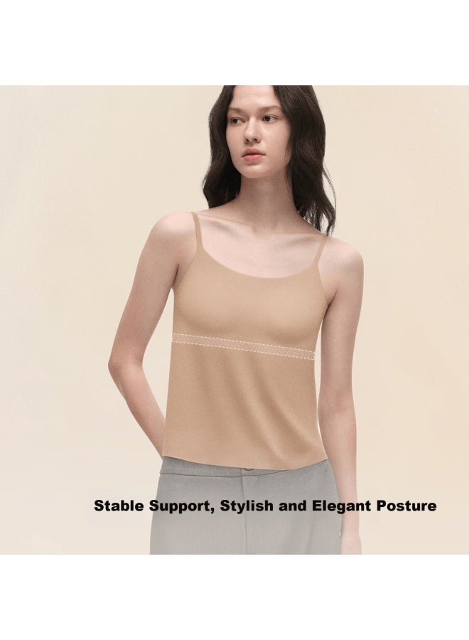 Ubras New Yu Shuxin Style Small Milk Leather Wireless Padded Camisole Vest For Women Oat Milk - Image 2