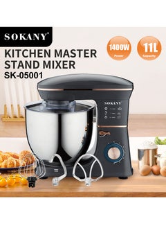sokany Stand Mixer, 11 liters, 1400 watts, Multi-function Kitchen Machine, with Lid Splash-Proof SK-05001 Black  - Image 2