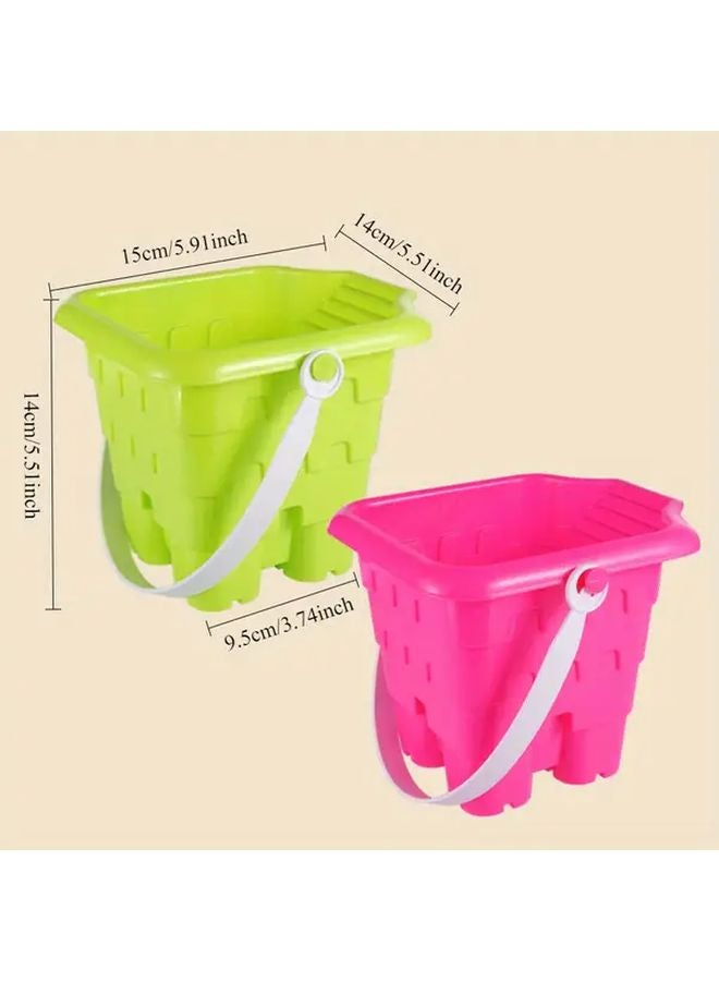 2pcs Detachable Shovel Beach Toys Set Folding Bucket Sandcastle Building Kit Assorted Colors - Image 3
