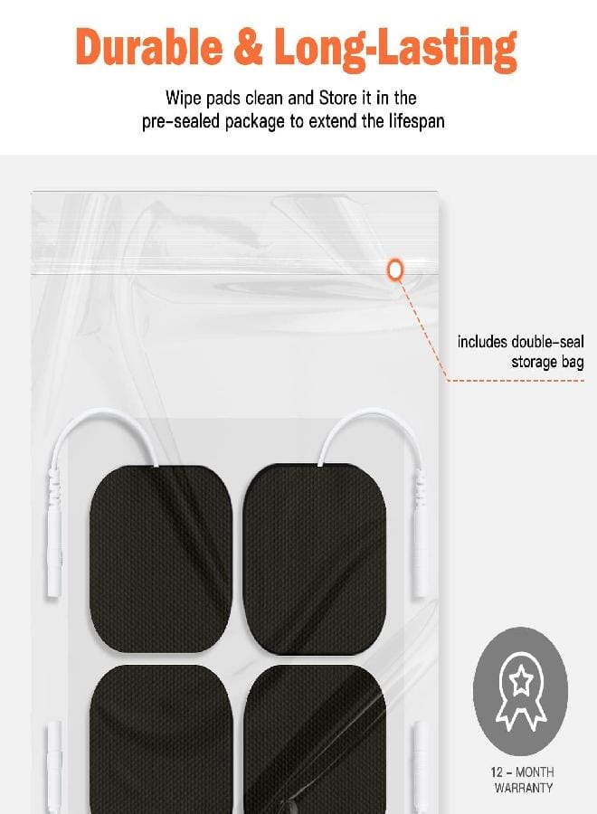 24 عبوة وسادات استبدال وحدة TENS مقاس 2" × 2" قابلة لإعادة الاستخدام أكثر من 45 مرة، وسادات لاصقة ذاتية مطورة متوافقة مع AUVON، TENS 7000، سوداء - Image 2