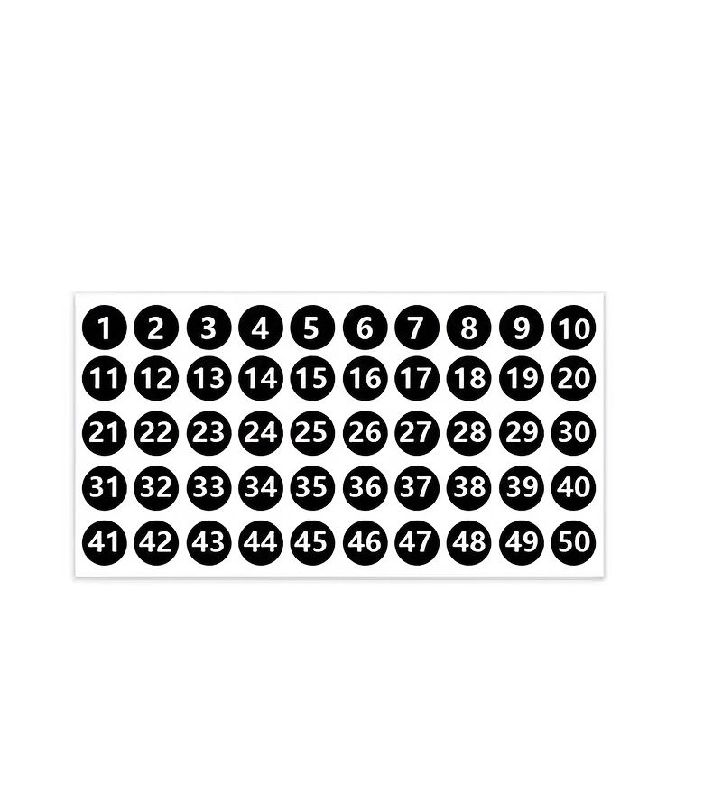 Consecutive Number Labels 1 50 Self Adhesive 50pcs Paper Inventory Stickers for Bins Boxes Toolbox Lockers - Image 1
