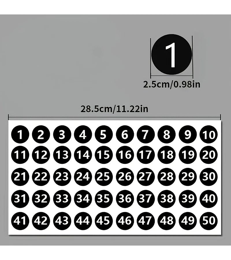 Consecutive Number Labels 1 50 Self Adhesive 50pcs Paper Inventory Stickers for Bins Boxes Toolbox Lockers - Image 2
