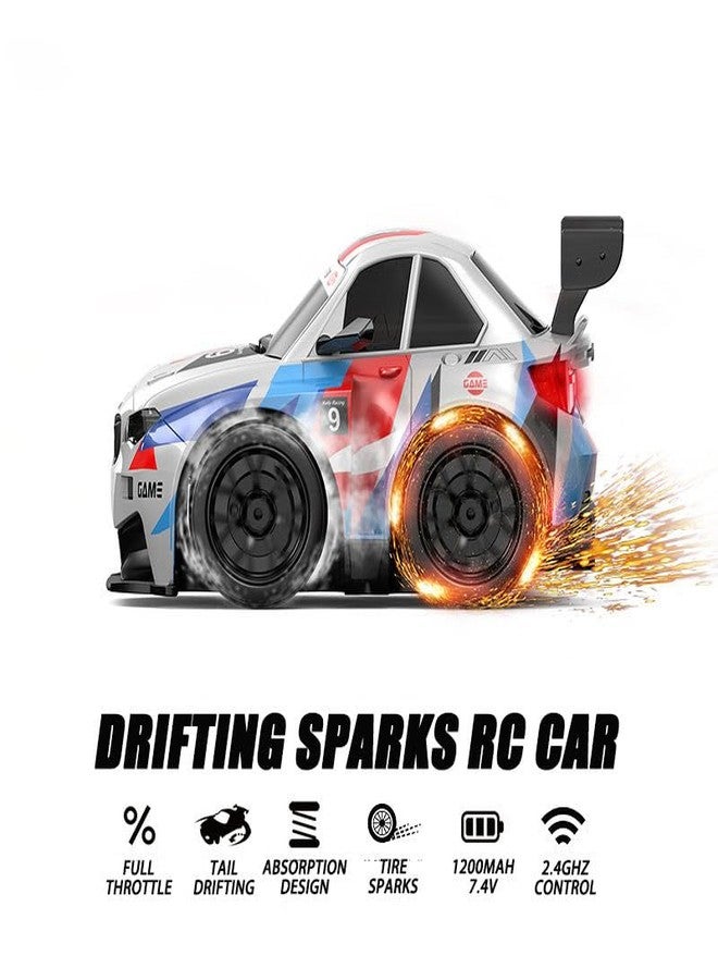 FEXXA سيارة FEXXA عالية السرعة للتحكم عن بعد مع تأثير شرارة | لعبة سباق قصيرة المحور تعمل بجهاز تحكم عن بعد بتردد 2.4 جيجاهرتز مع أضواء LED وإطارات انزلاق قابلة للاستبدال للأطفال والكبار (تأثير شرارة قصير المحور - أبيض) - Image 5