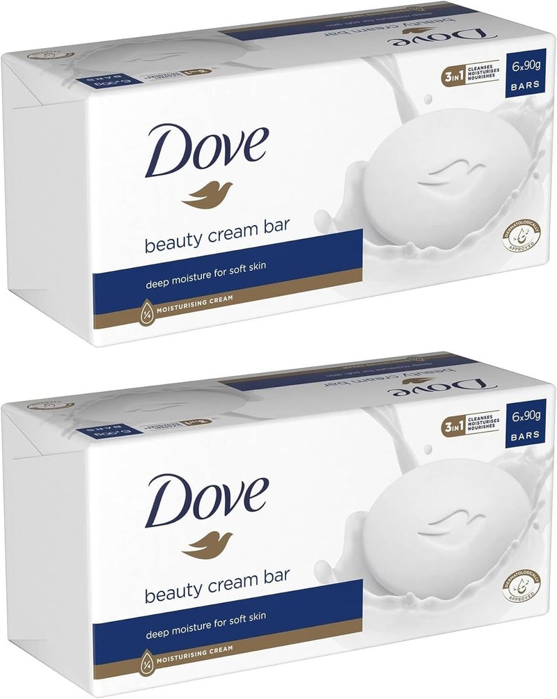 12x Dove 3 in 1 Deep Moisturising Cream Body and Face Soap Bar for Expert Skin 90g