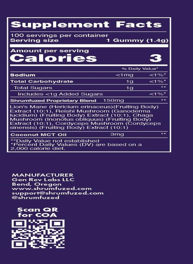 Shrumfuzed Miniz - Proprietary Nootropic Gummy 32000mg - Now with New Improved Taste - Lion's Mane, Reishi, Chaga, Cordycep, and Proprietary Nootropic Mushroom Blend (100pk, Strawmelon) - Image 3