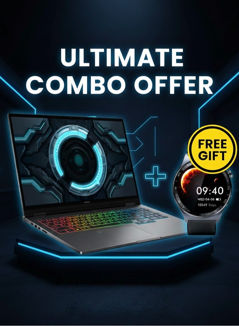 Infinix حاسوب محمول GTBOOK بشاشة 16 بوصة 120 هرتز، معالج Core i7-13620H/ذاكرة RAM 16 جيجابايت/قرص SSD سعة 1 تيرابايت/بطاقة رسومات Nvidia Geforce RTX 4050 بسعة 6 جيجابايت/نظام Windows 11 Home بالإنجليزية/العربية رمادي ميكانيكي + ساعة ذكية مجانية XW3E - Image 1