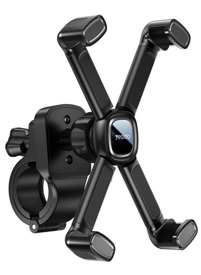 Yesido Universal Bicycle Handlebar, Phone Holder Rack, 360 Degree Rotatable, For Motorcycle / Scooter / Smartphone, X-Shape Stand, Black | C191  - Image 1