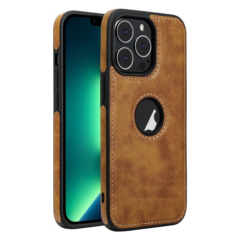 HuHa Case Cover For iPhone 13 Pro Max Leather Texture Stitching Phone Case(Brown) - Image 1