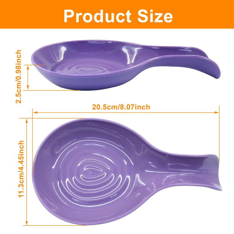 PHITUODA 2 Pack Purple Spoon Rest Plastic Cooking Spoon Holder Kitchen Utensil Holder for Kitchen Counter, Dishwasher Safe - Image 2