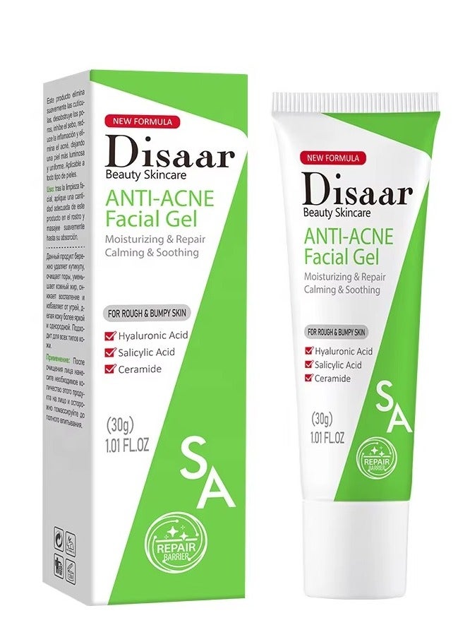 Disaar SA Anti Acne Facial Gel with Hyaluronic Acid Salicylic Acid and Ceramide for Oily and Acne Prone Skin  - Image 1