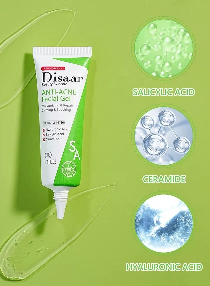 Disaar SA Anti Acne Facial Gel with Hyaluronic Acid Salicylic Acid and Ceramide for Oily and Acne Prone Skin  - Image 2