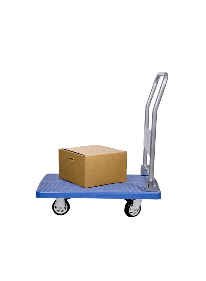 Restaurantware RW Clean 31.5 x 20.9 x 32.7 Inch Platform Cart, 1 Small Flat Hand Cart - 660-Pound Capacity, Foldable Handle, Blue Plastic Flatbed Dolly Cart, Heavy-Duty, For Warehouses or Homes  - Image 2